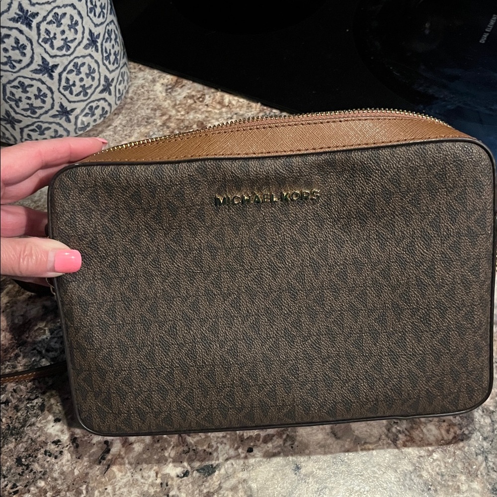 Michael Kors Tan and Brown Signature Crossbody